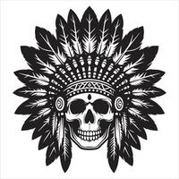 Native Headdress Skull Art for Artistic Project vector