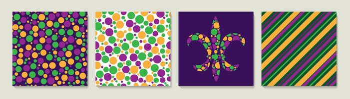 A set of seamless patterns with Mardi Gras carnival symbols. vector