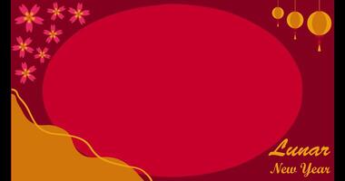 4k Animated Background Lunar New Year or Chinese New Year Celebration, with cherry blossoms and lanterns, Copy Space Area. Suitable to be placed on content with that theme. video