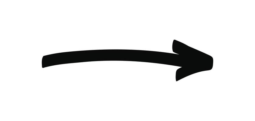 Hand drawn doodle arrow isolated on a white
