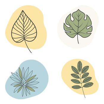 Set of leaves. Abstract blob with leaves. Aesthetic blob with leaves. Flat leaves collection vector