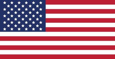 The american flag is shown in a red, white and blue color vector
