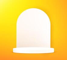 Yellow background 3d with white podium Space for selling products, backdrop, wallpaper, background, text. products display 3d background podium. illustration. vector