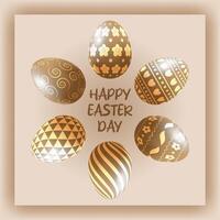 Easter card with patterned eggs vector