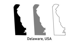 Simple map of the state of delaware, USA in outline style, black color, gray color vector