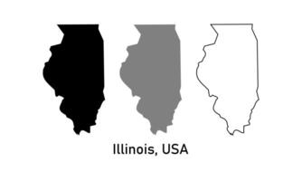 Simple map of the state of ilinois, USA in outline style, black color, gray color vector