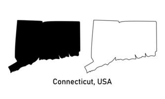 Simple map of the state of connecticut, USA in outline style, black color vector