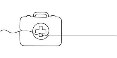 First Aid Kit Related Line Icon Outline Symbol Continuous One Line Drawing vector