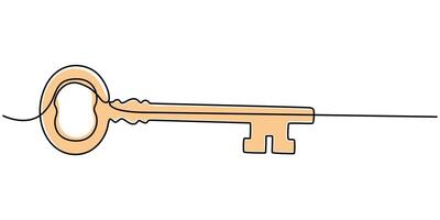 Key one line colored continuous drawing Home key vector