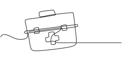 Continuous one line drawing of first aid box kit illustration vector