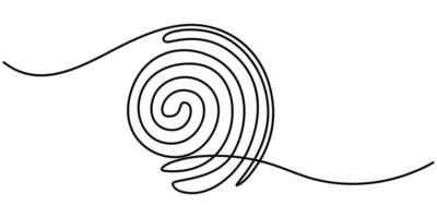 Linear drawing of a fingerprint Continuous line drawing of biometric scan symbol on white background vector