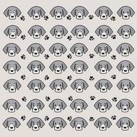 lazy dog and paw pattern with gray background vector