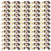 lion, hippopotamus with fruit as a pattern background vector