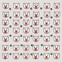 dogs with various expressions and paw pattern vector