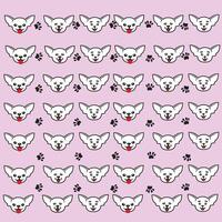 white dog and paw pattern with pink background vector