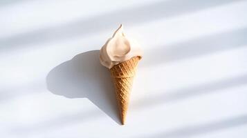 Ice Cream Cone on White Background - Clean Design with Copy Space photo
