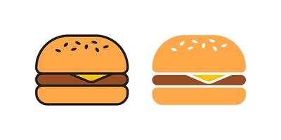 Burger Icon Set. Cheeseburger Symbol, Hamburger Sign for Mobile Concepts and Web Design, Illustration on White Background vector
