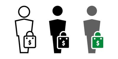 Buyer icon set. Businessman sign. for mobile concept and web design. illustration on white background vector