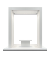 Showcase Event Exhibition Product Display Mockup Design Booth White Color Design png