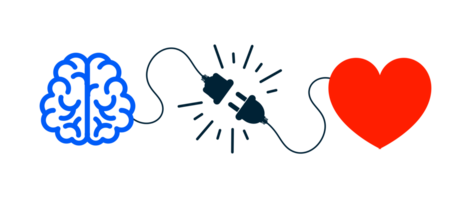 Emotional Intelligence, EI or control feeling and emotion with logical thinking brain, empathy or social skill, self control or balance concept, man connect heart feeling with logical thinking brain. png