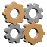 Interlocked Gears and Cogs 3D rendered png