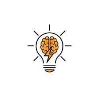 Brain-Shaped Light Bulb Icon in Bright Orange for Innovation vector