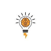 Minimalist Brain-Shaped Light Bulb Icon with Orange Color vector