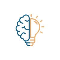 Orange Brain Light Bulb Symbol for Idea and Creativity vector