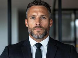 a business man in a suit and tie looking at the camera photo