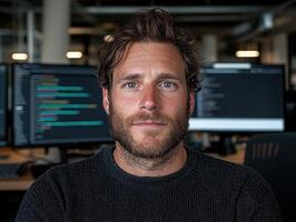 Portrait of a software developer in his office photo