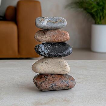 apilar de piedras en un beige superficie foto