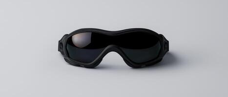 Black tactical goggles isolated on white background photo