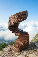 Stone staircase leading to the clouds photo