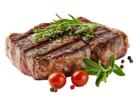 Grilled Steak with Herbs, Tomatoes, Transparent Background png