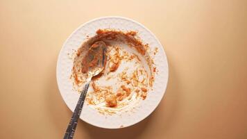 An empty dirty plate with a fork. video