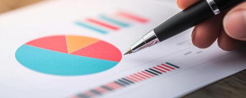 Business charts execution concept. Analysis of business data with charts and graphs. photo