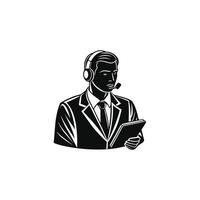 Manager checking daily routine silhouette vector