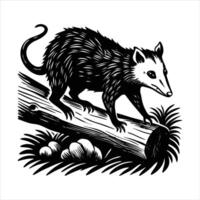 A minimalist silhouette of a possum walking alone vector