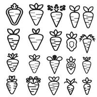 Carrot Icons outline bundle design. vector