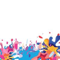 Holi celebration template with vibrant splashes of powder on a clean white background and copy space vector