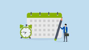 Calendar date event, 4k animation of businessman circles significant date event on calendar. video