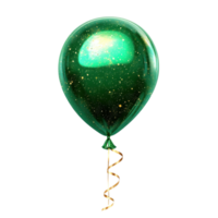 Glowing Green Balloon with Golden String in Festive png