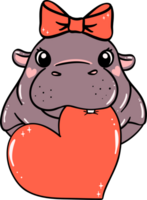 Cute Valentine Pygmy Hippo bites heart png