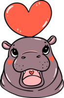 Cute Valentine Pygmy Hippo with heart png