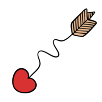 Valentine cute Cupid Arrow Illustration with red Heart Symbol for Valentine and Romantic Themes. png