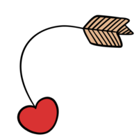 Hand draw Cupid Arrow Illustration with Heart Symbol for Valentine and Romantic Themes. png