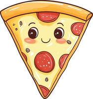 Cartoon illustration of a flying pizza slice on a white background, pizza and beer day vector