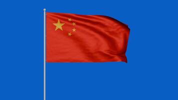 China Waving Flag Background Animation, straight angle view, seamless looping video