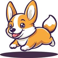 Adorable Corgi Cartoon Running Joyfully vector