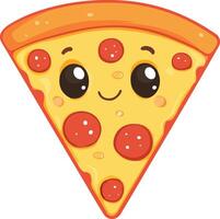A cartoon pizza slice representing food or sharing on a white background vector